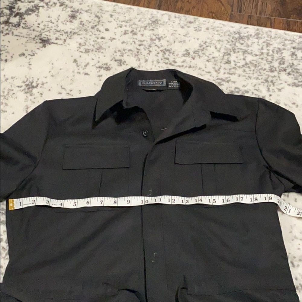 Saxony Black short sleeve military style longer Shirt size 8 - Picture 10 of 11